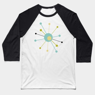 Atomic Era Turquoise Green and Yellow Starburst Baseball T-Shirt